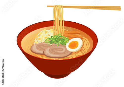 Miso Ramen Noodles Illustration