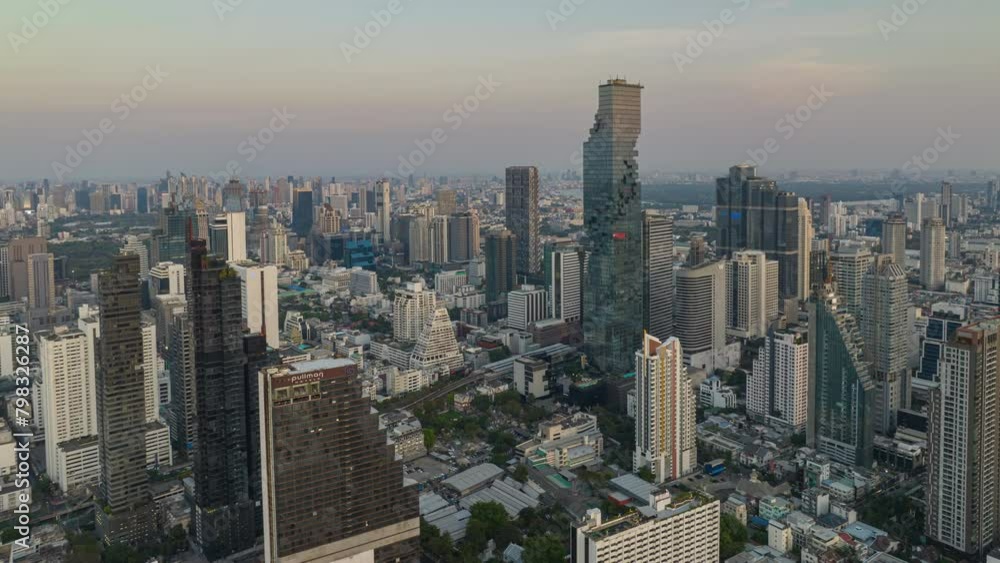 evening time flight over bangkok city downtown aerial panorama 4k timelapse thailand evening time flight over bangkok city downtown aerial panorama 4k timelapse thailand