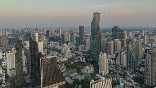 Wallpaper Mural evening time flight over bangkok city downtown aerial panorama 4k timelapse thailand Torontodigital.ca