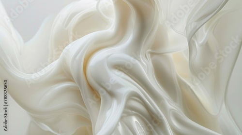 White background, white transparent gel cream in the shape of an abstract figure in the style of flowing form, closeup macro photography, delicate texture,