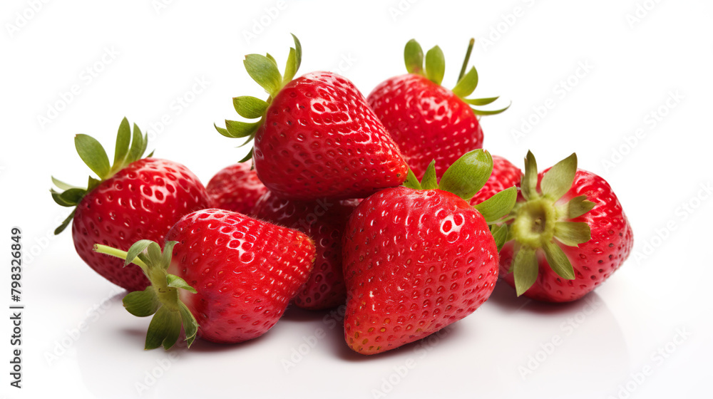 Fresh ripe strawberry fruit, organic, natural, red, small, sweet, juicy fruit. Makes it healthy. Isolated on a white background.