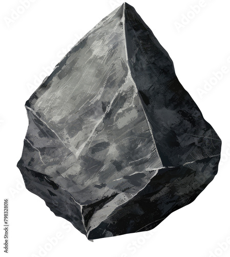 A solitary, angular grey stone with highlighted edges
 photo