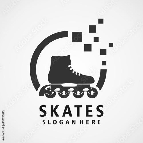 roller skate logo design vector illustration