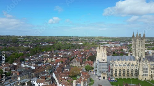 Aerial View of Historical Canterbury City Centre of Southeast England United Kingdom. April 20th, 2024 photo