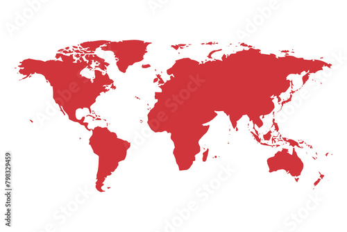 Fototapeta Naklejka Na Ścianę i Meble -  Red world map isolated on a transparent background.