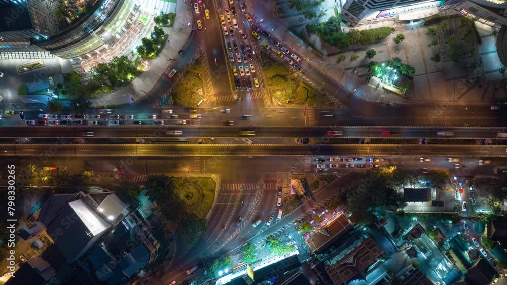 night illumination flight over bangkok city center traffic street crossroad aerial topdown panorama 4k timelapse thailand night illumination flight over bangkok city center traffic street crossroad aerial topdown panorama 4k timelapse thailand