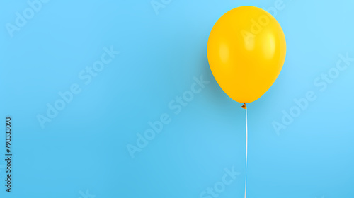 Yellow balloons floating in the blue sky