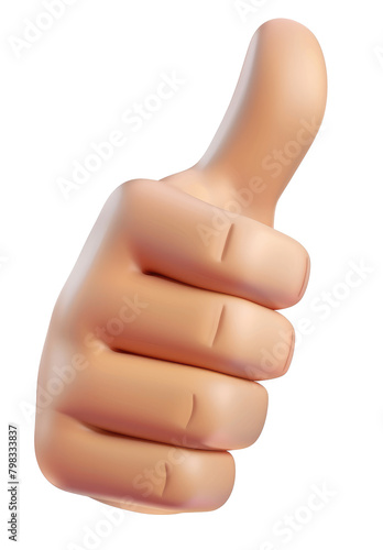 Thumb up hand gesture, like emoticon 3D

