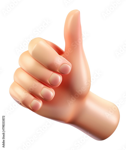 Thumb up hand gesture, like emoticon 3D
