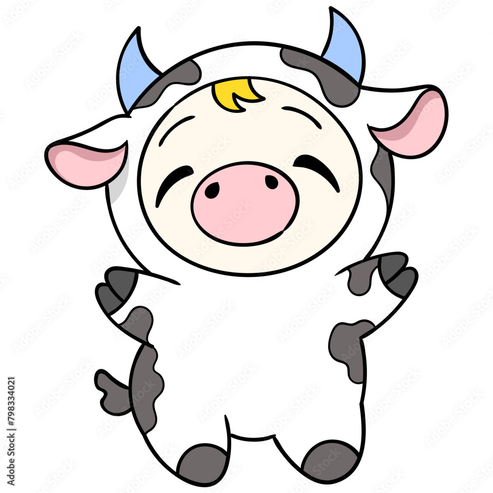 dairy cow dancing happily to welcome the harvest season celebration dairy cow dancing happily to welcome the harvest season celebration