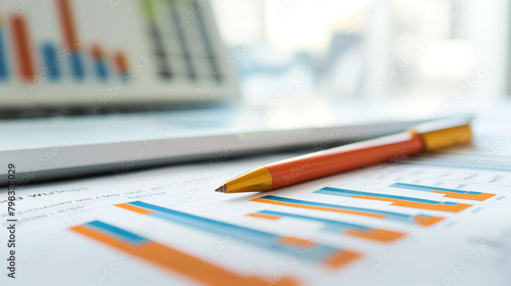 Financial analysis with pen on graph report Financial analysis with pen on graph report