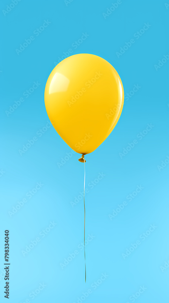 Yellow balloons floating in the blue sky