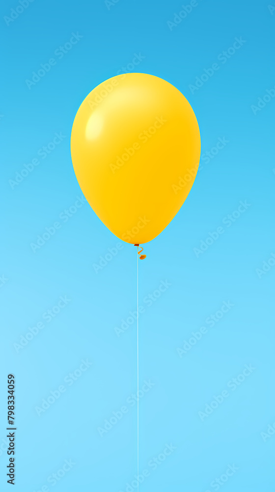 Yellow balloons floating in the blue sky