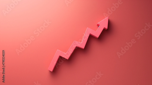 Rising arrow on red background