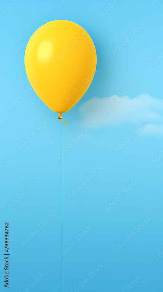Obraz premium Yellow balloons floating in the blue sky