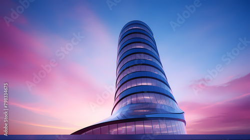 Curved glass curtain wall modern building