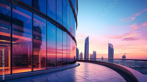 Curved glass curtain wall modern building