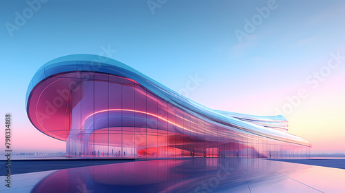 Curved glass curtain wall modern building photo