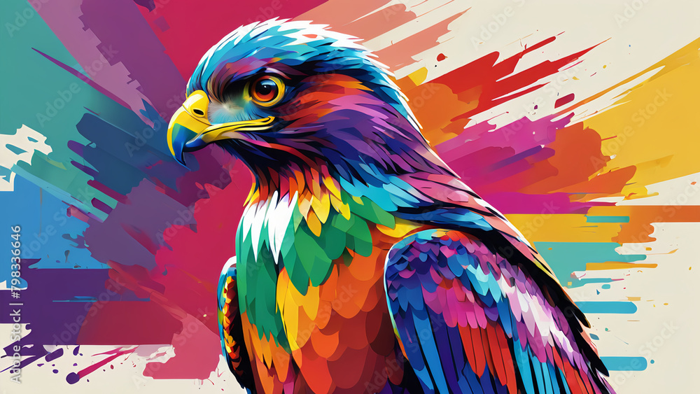 Fototapeta premium colorful contemporary abstract wpap hawk bird