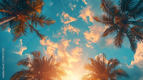 palms tree on sunset summer sky background © Vlad Kapusta