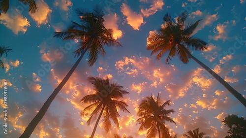 palms tree on sunset summer background