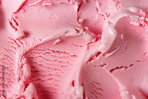 Strawberry flavor gelato - full frame background banner detail. Close up of a surface texture of strawberry Ice cream photo