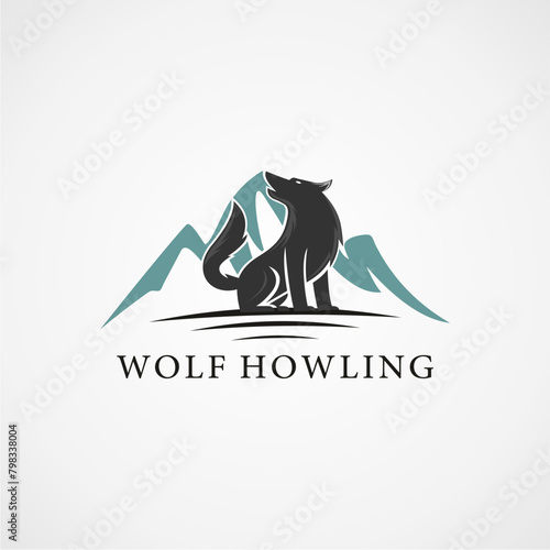 wolf how ling logo design vector illustration photo