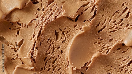 Chocolate flavor gelato - full frame background banner detail. Close up of a surface texture of chocolate Ice cream