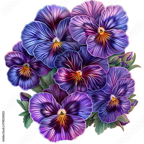 Clipart illustration a pansy on white background. Suitable for crafting and digital design projects.[A-0001]