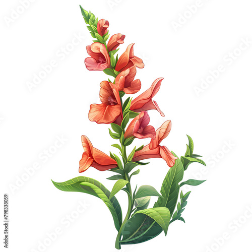 Clipart illustration a snapdragon on white background. Suitable for crafting and digital design projects.[A-0002]