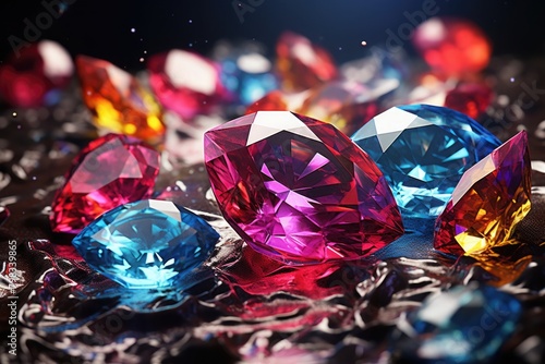 lots of precious stones. wealth and luxury. diamond  ruby and emerald