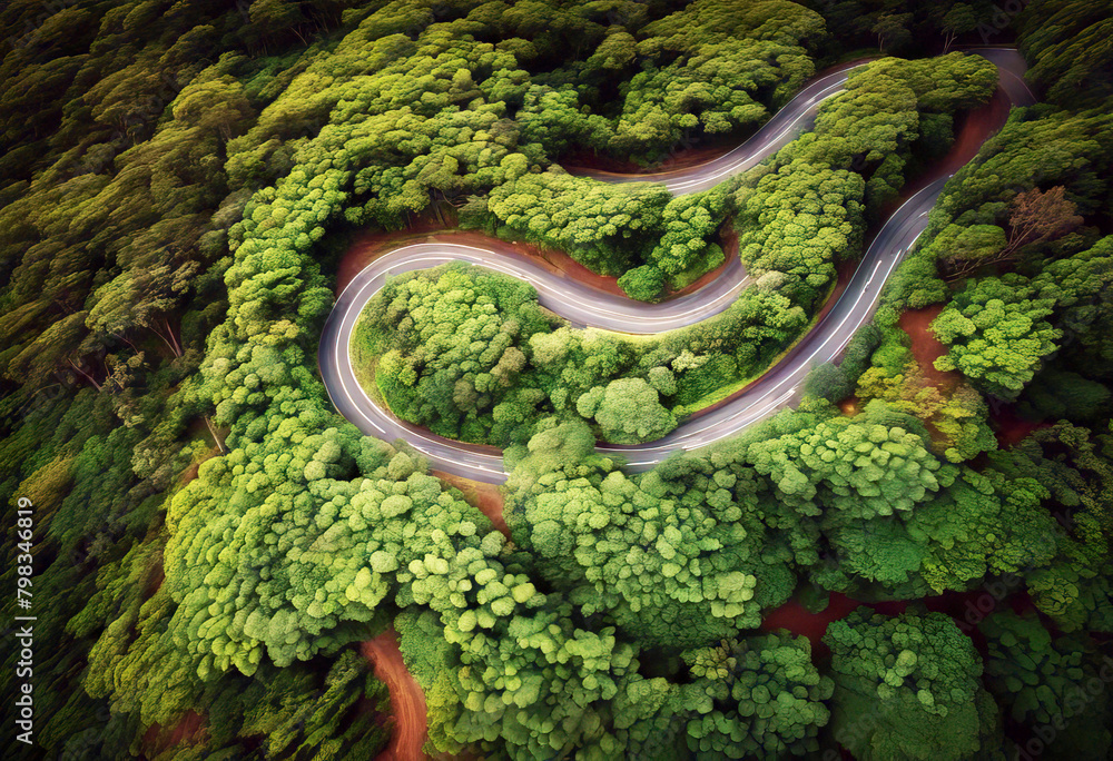 'lush Maui green Aerial forest view road Hawaii winding Aerial View Forest Road Landscape Above Photograph Highway Rural Image Vertical Maui Nature Curvy Travel Color World Vacation Trees Hawaii'