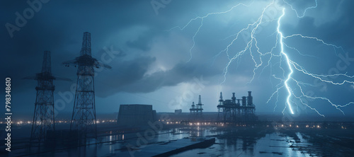 power plants, electricity, lightning 69