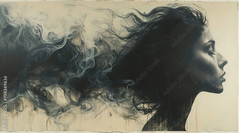 Fototapeta premium Sinister Simplicity: Cut-Out Form of Black Smoke