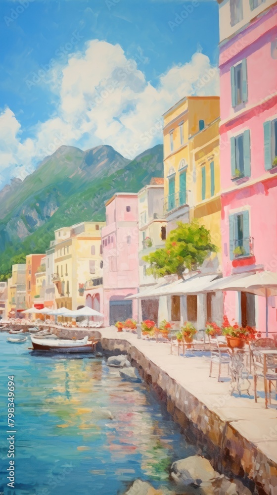 Town in Italy painting transportation neighborhood.