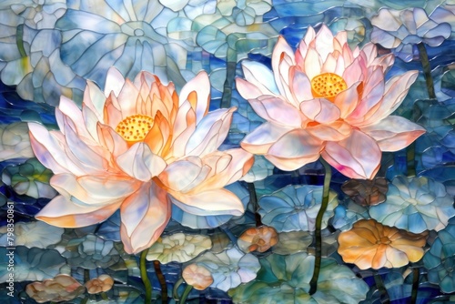 Lotus lake backgrounds painting flower.