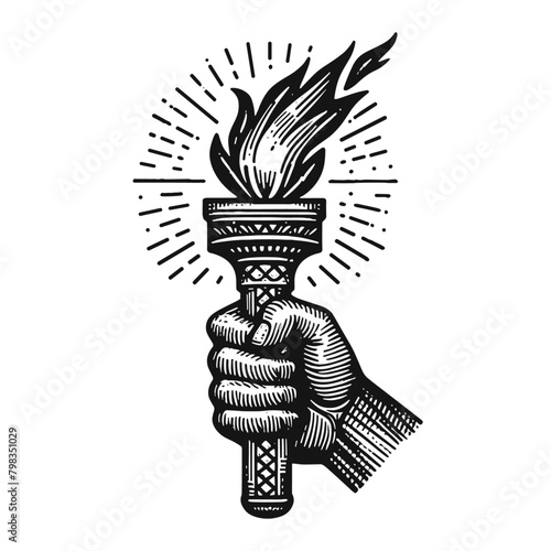 hand holding a torch sketch