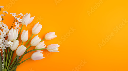 Flowers on orange background