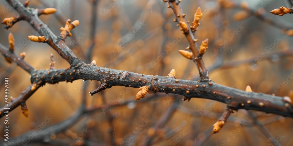 close up of twig autumn background