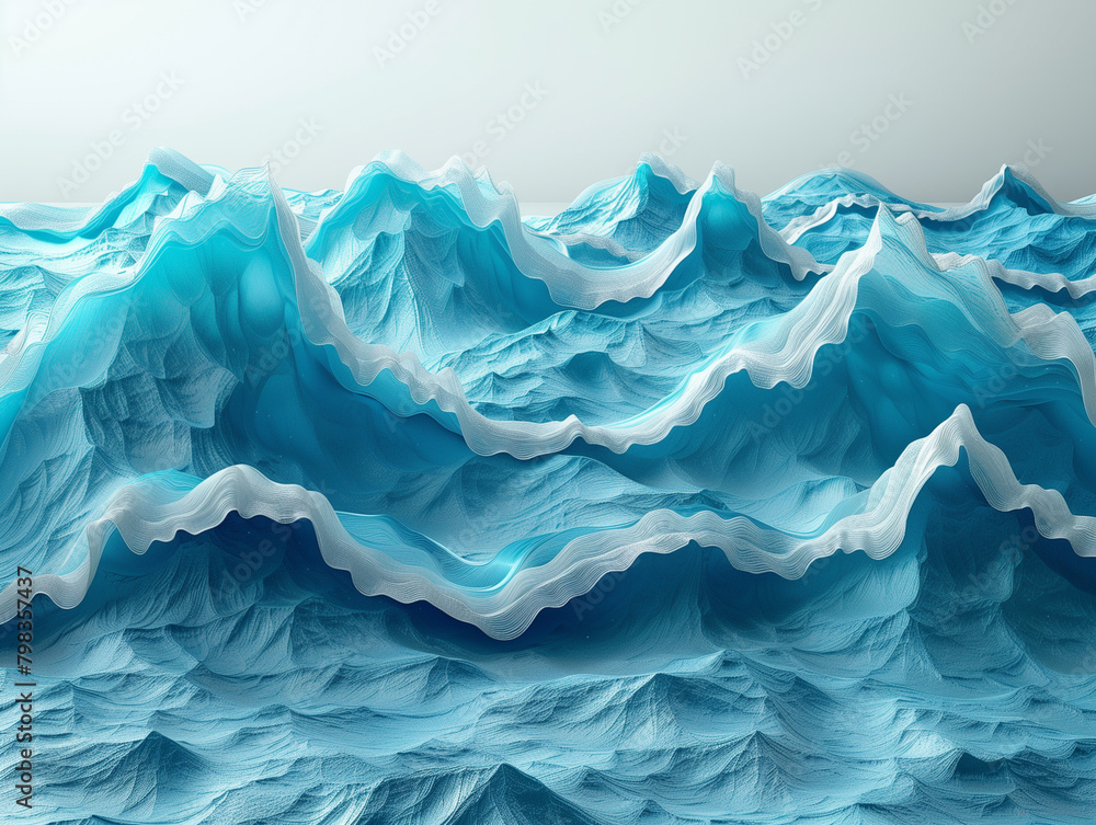 Obraz premium cyan wave surface 3d rendering