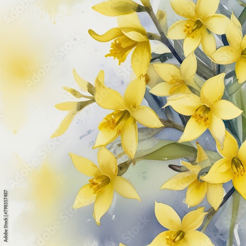 AbstrACt watercolor Forsythia flower wallpaper background
