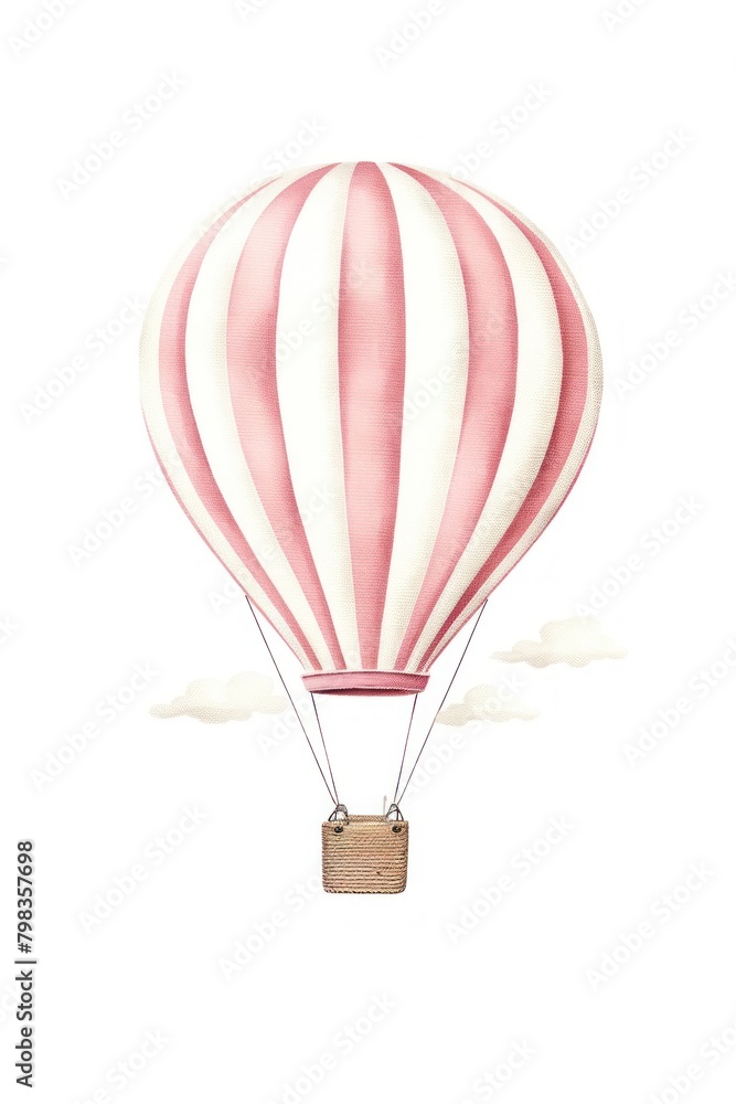 Fototapeta premium Hot air balloon in embroidery style aircraft vehicle transportation.