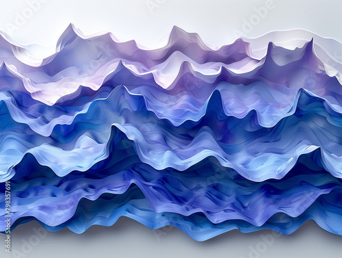 gradient blue wave surface 3d rendering photo