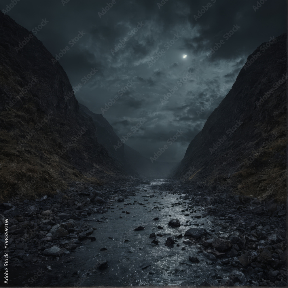 Obraz premium mountain river at night