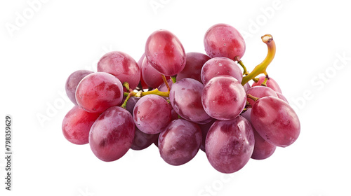 A cluster of juicy red grapes, each grape sharply focused, transparent background, PNG Cutout