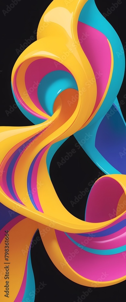 Fototapeta premium Colorful fluid background wallpaper, wavy abstract, futuristic and modern. Isolated object.