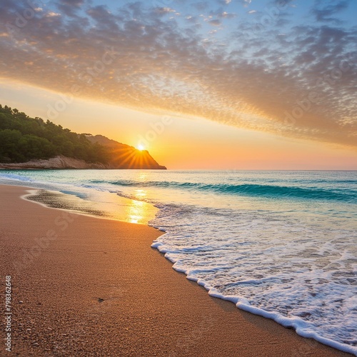 beautiful mediterranean tropical beach sunrise background