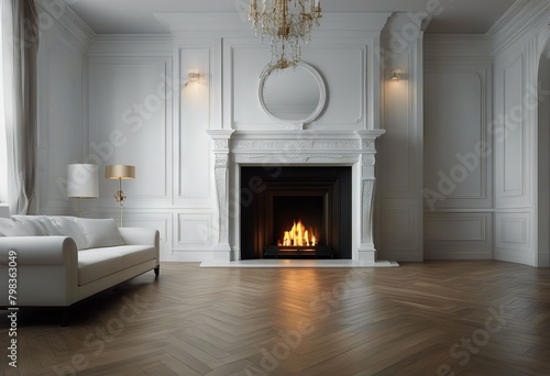 interior room 3d fireplace classic white Empty renderi photo