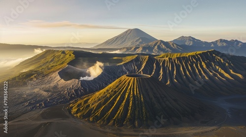 Explore the stunning landscape of Mount Bromo, situated in Indonesia photo