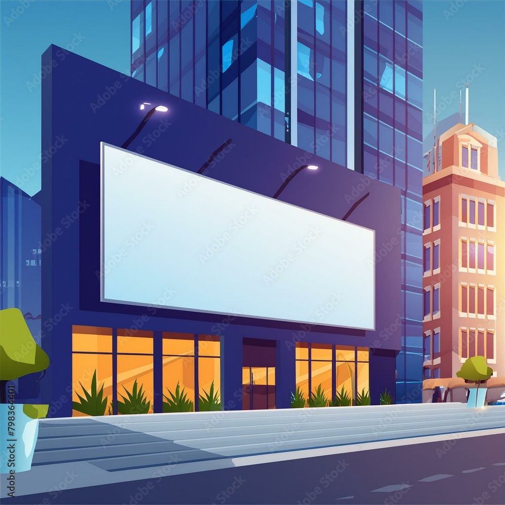 Obraz premium Large billboard advertisement mockup on modern building exterior